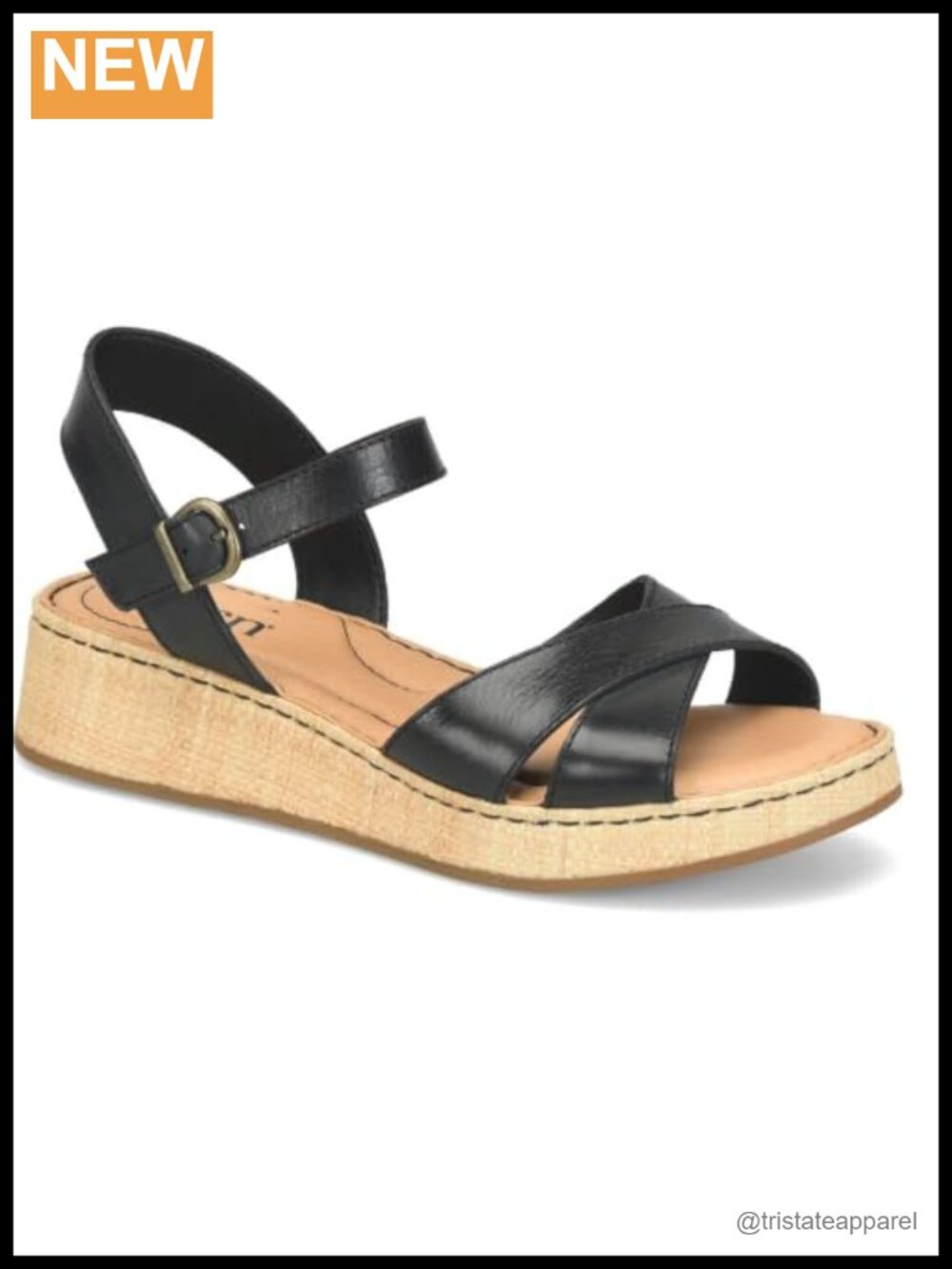 Italian Full Grain Leather Wedge Sandal Platform Open Toe Buckle